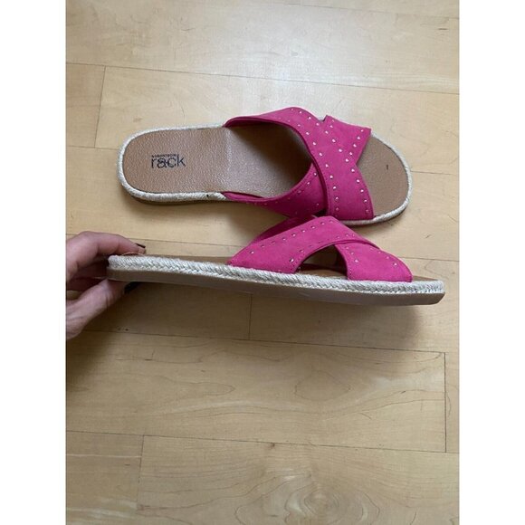 Nordstrom Rack "Phoebe" BNWOT espadrille slide sandal size 7.5 NEW pink studded - Picture 4 of 6